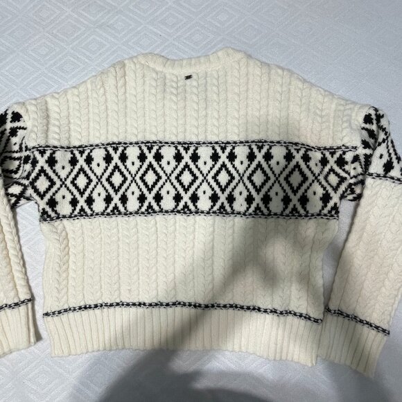 Mexx Sweater Women Large Cozy White and Black Patterned - Picture 2 of 8
